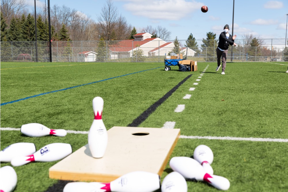 April Field Day 2021: knocking pins for football bowling